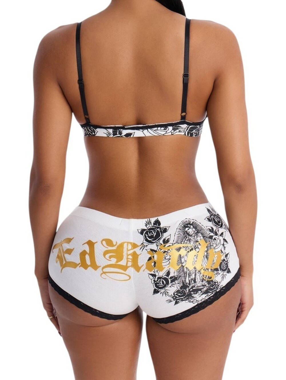 ED HARDY BRALETTE AND SHORT SET WOMENS LARGE